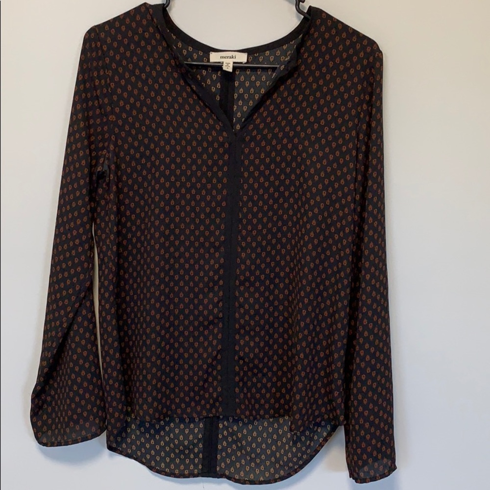 Meraki black and brown blouse